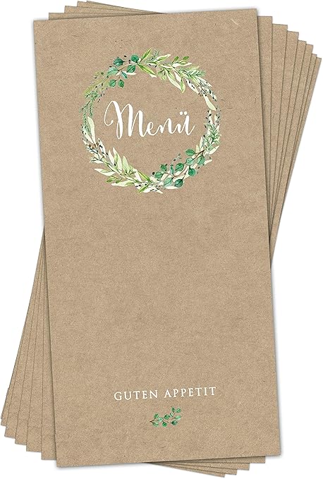 8 X Cartoline Per Battesimo Matrimonio Battesimo Menu Buon Appetto Din Lungo Rancio Due Verde Originale Carta Da Parati Stampa Posteriore Per Comunione Cresima Design Fiony Amazon It Cancelleria