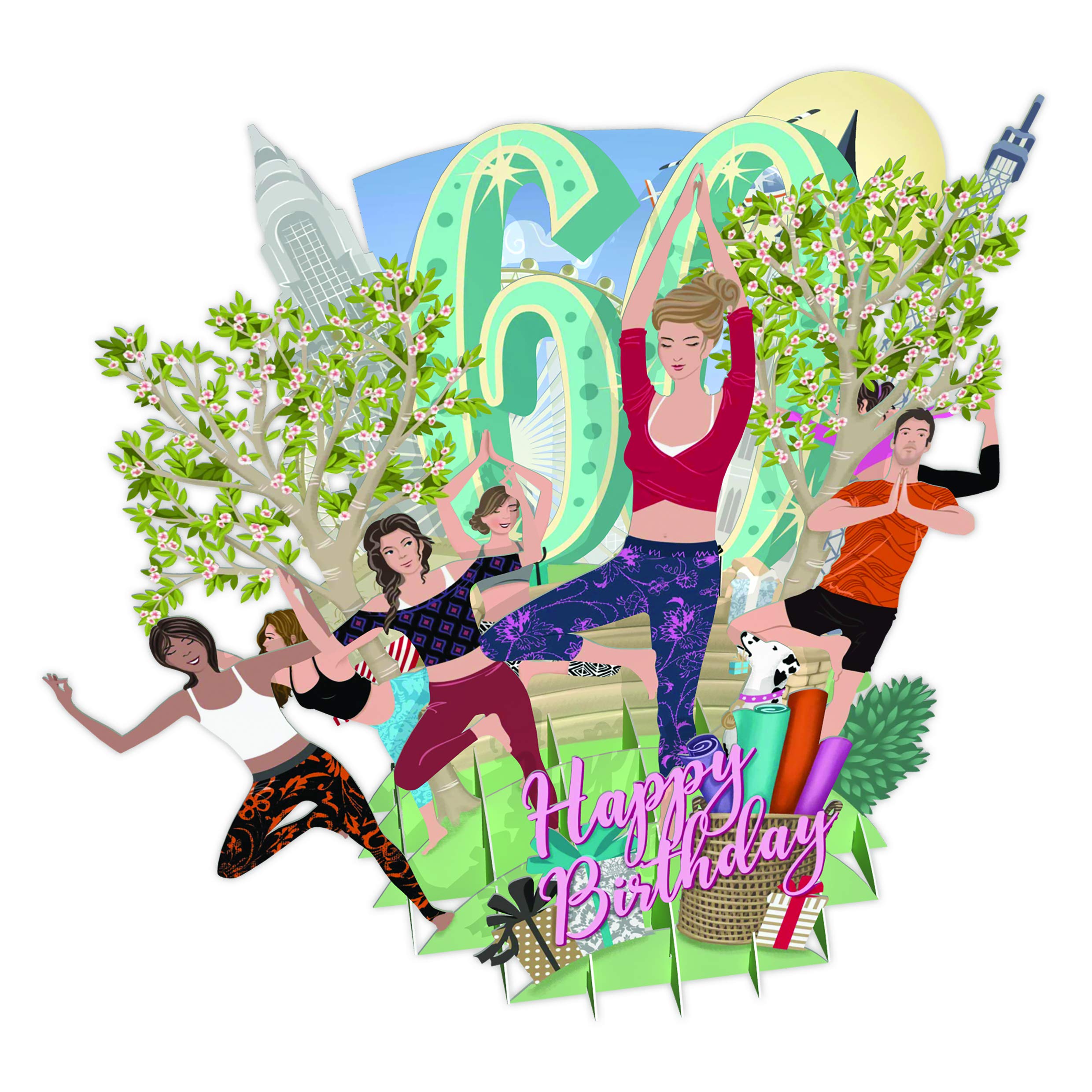 Happy Birthday 60 Today Yoga Top of The World 3D Pop-Up Greetings Card