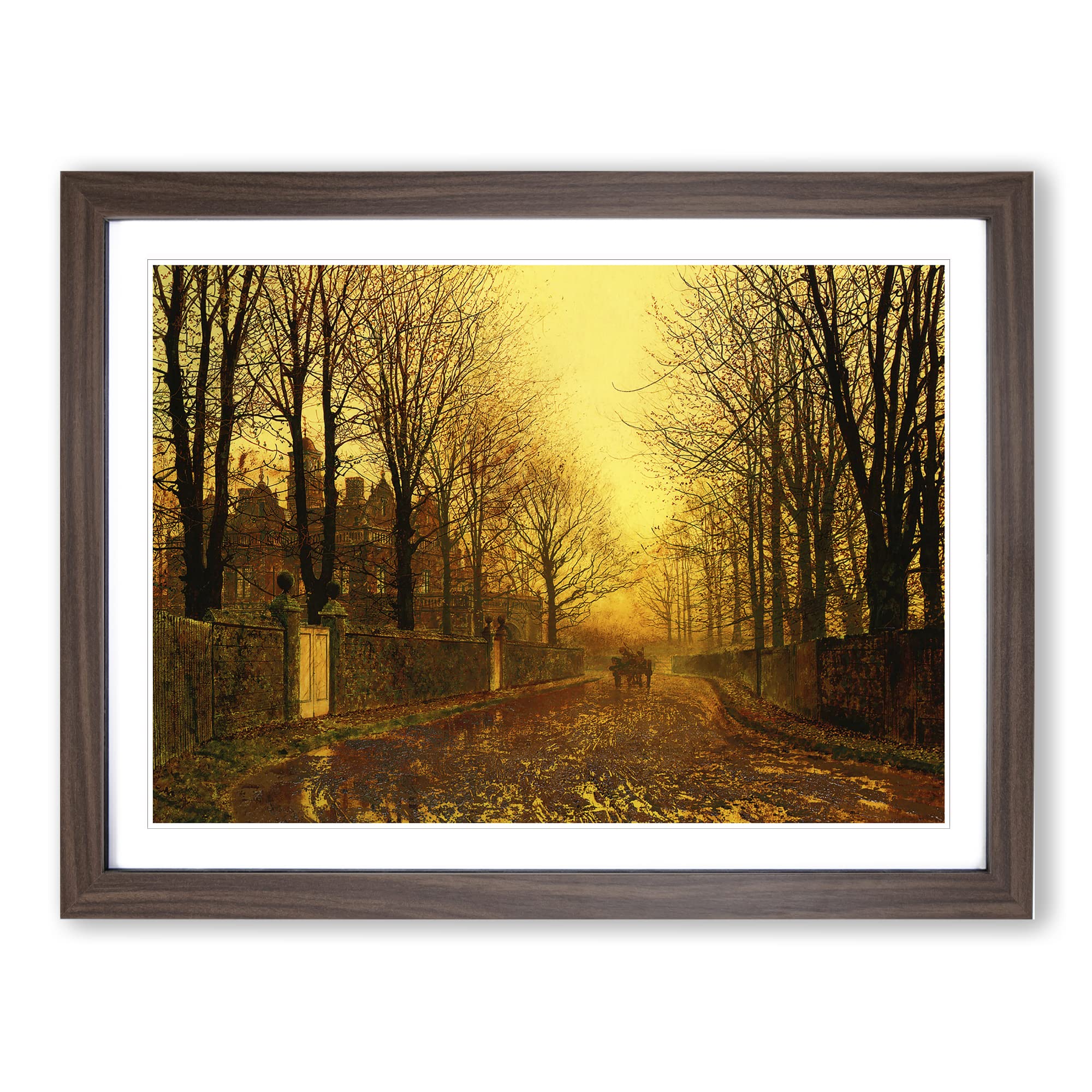 Autumn Evening By John Atkinson Grimshaw Classic Painting Framed Wall Art Print, Ready to Hang Picture for Living Room Bedroom Home Office Décor, Walnut A4 (34 x 25 cm)