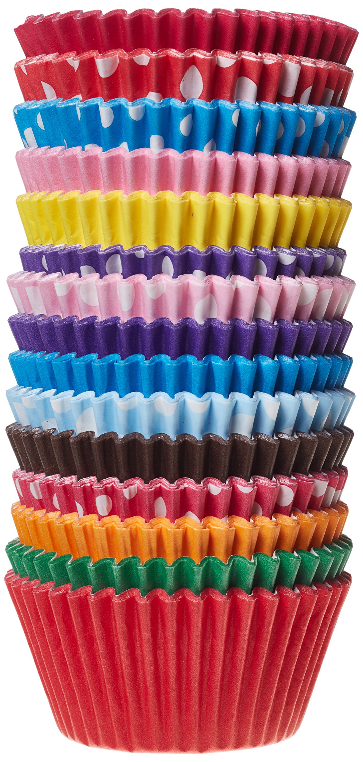 Holly Cupcakes Gorgeous Mixed Colour Muffin Cases in Polka Dots and Plain, Round Shape, Disposable (Pack of 180)