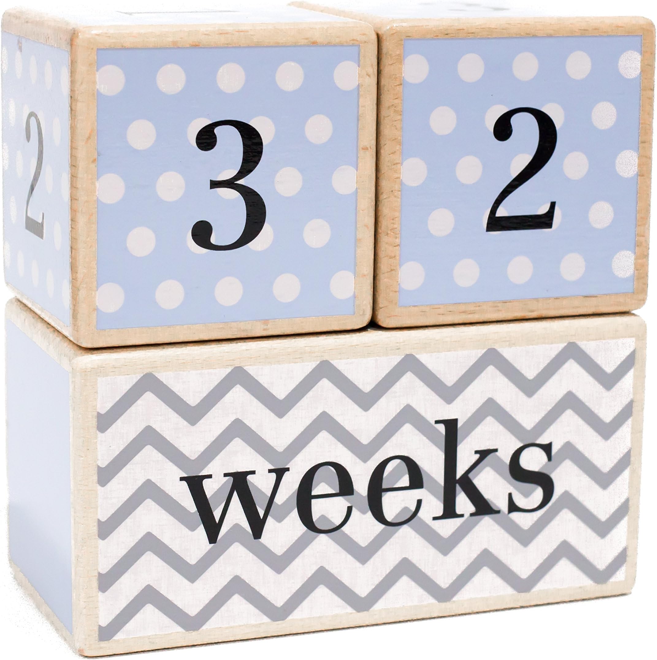 LovelySprouts Solid Wood Milestone Age Blocks Choose From 3 Styles (Blue) Baby Age Photo Blocks Perfect And Keepsake
