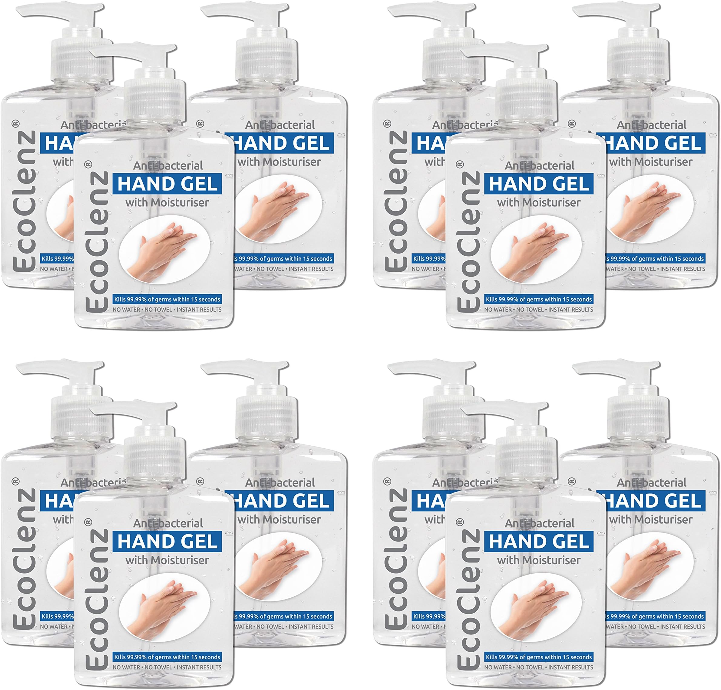 EcoClenz Anti-Bacterial Hand Gel - 12 x 250ml with Moisturiser