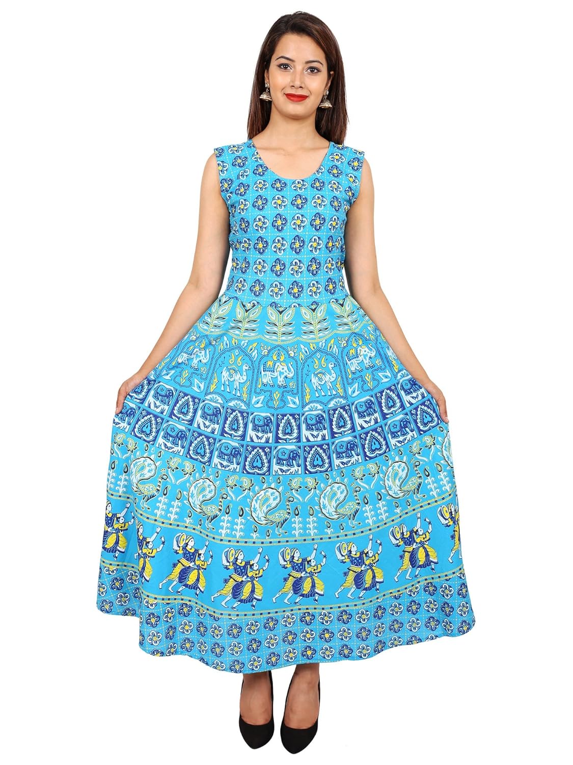 jaipuri fashionista women's cotton maxi dress