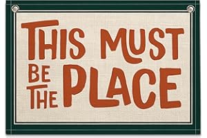 RBAFAO This Must Be the Place Canvas Banner, Linen Wall Art Flag, Vintage Retro Banner Wall Hanging Flag Decor for Home Office Classroom Playroom (Tangerine Orange)