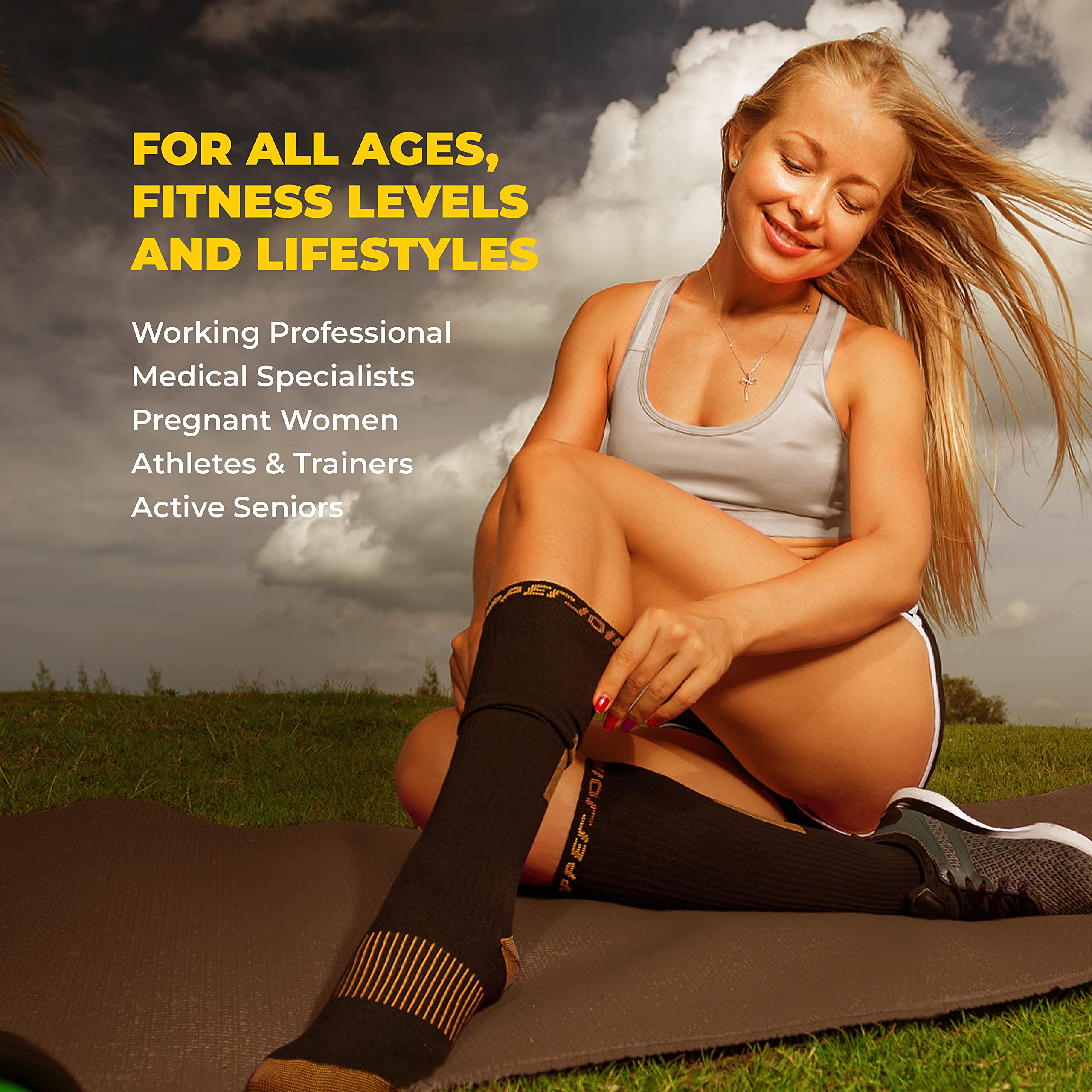 CopperJoint Copper Compression Socks for Women & Men - Diabetic Socks, Improves Circulation, Reduces Swelling & Pain - For Nurses, Running, & Everyday Use - Copper Infused Nylon (Medium)