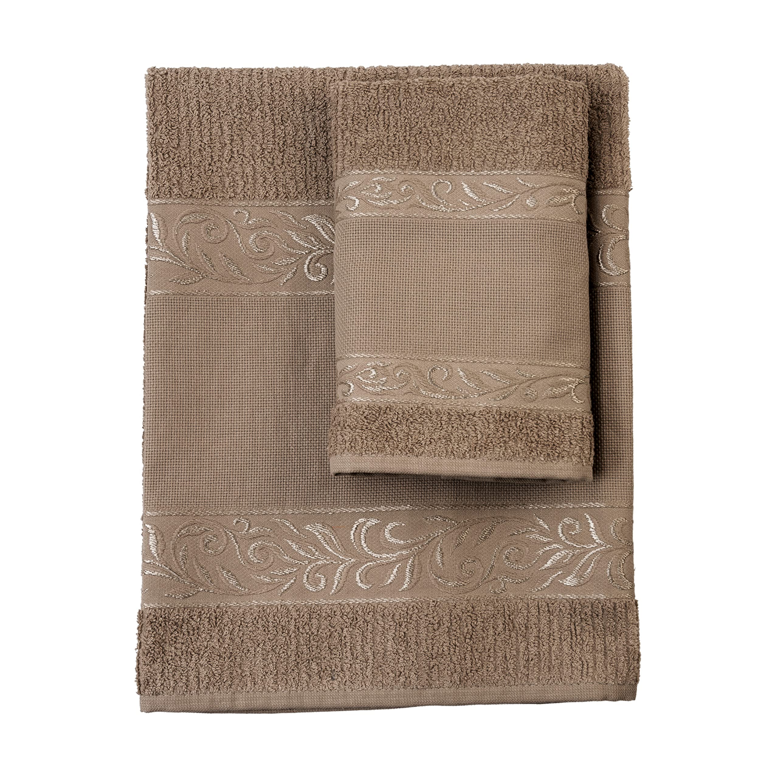 FILET - Guest Towel Set with Aida Insert to Embroider, Made of 100% Cotton Terry Towelling, Soft and Absorbent, Skin-Friendly, 100% Made in Italy, Solid Colour, Rope Colour, One Size, (AMVR12)