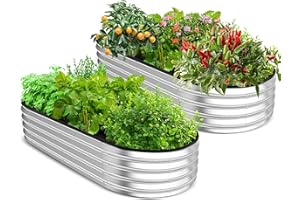 Utopia Home Galvanized Raised Garden Bed, 4 by 2 feet Lightweight Planter Boxes Outdoor with Easy Assembly, Large Garden Bed for Vegetables, Fruits, Flowers, Silver, Pack of 2