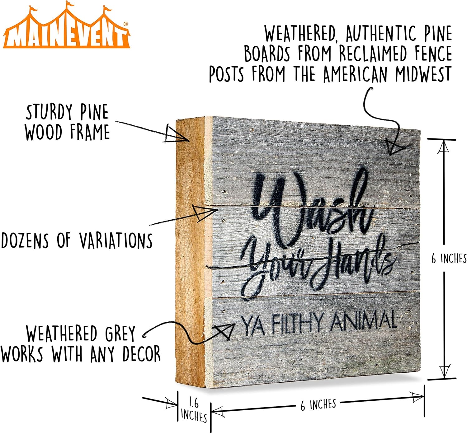 Wash Your Hands Ya Filthy Animal Box Signs for Home Decor, Farmhouse Cute Wooden Signs with Quotes, Funny Knick Knacks Home Decor Shelf Items, Wooden Box Signs with Quotes, Rustic Plaques with Sayings: Home & Kitchen