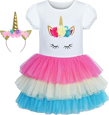 vestido de unicórnio de 7 anos