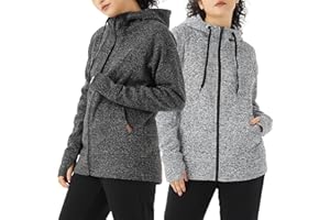 TEX2FIT 2-Pack Full Zip Hoodies for Women, Fleece Zip Hooded Sweatshirt (2pcs Set)