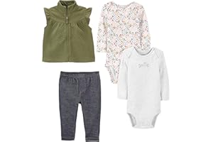 Simple Joys by Carter's Baby Girls' 4-Piece Short-Sleeve Shirts and Pants Playwear Set