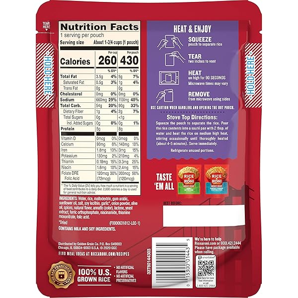 RICE-A-RONI HEAT EAT RICE GARLIC OLIVE OIL POUCH, 8.8 OUNCE