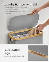 SONGMICS 65L Slim Laundry Basket with Lid Dove Grey LCB506G01 view 4