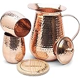 Large Pure Copper Pitcher (70 oz. /2000 ml) with 2 Tumblers for Drinking Water | Vase | Water Jug Set