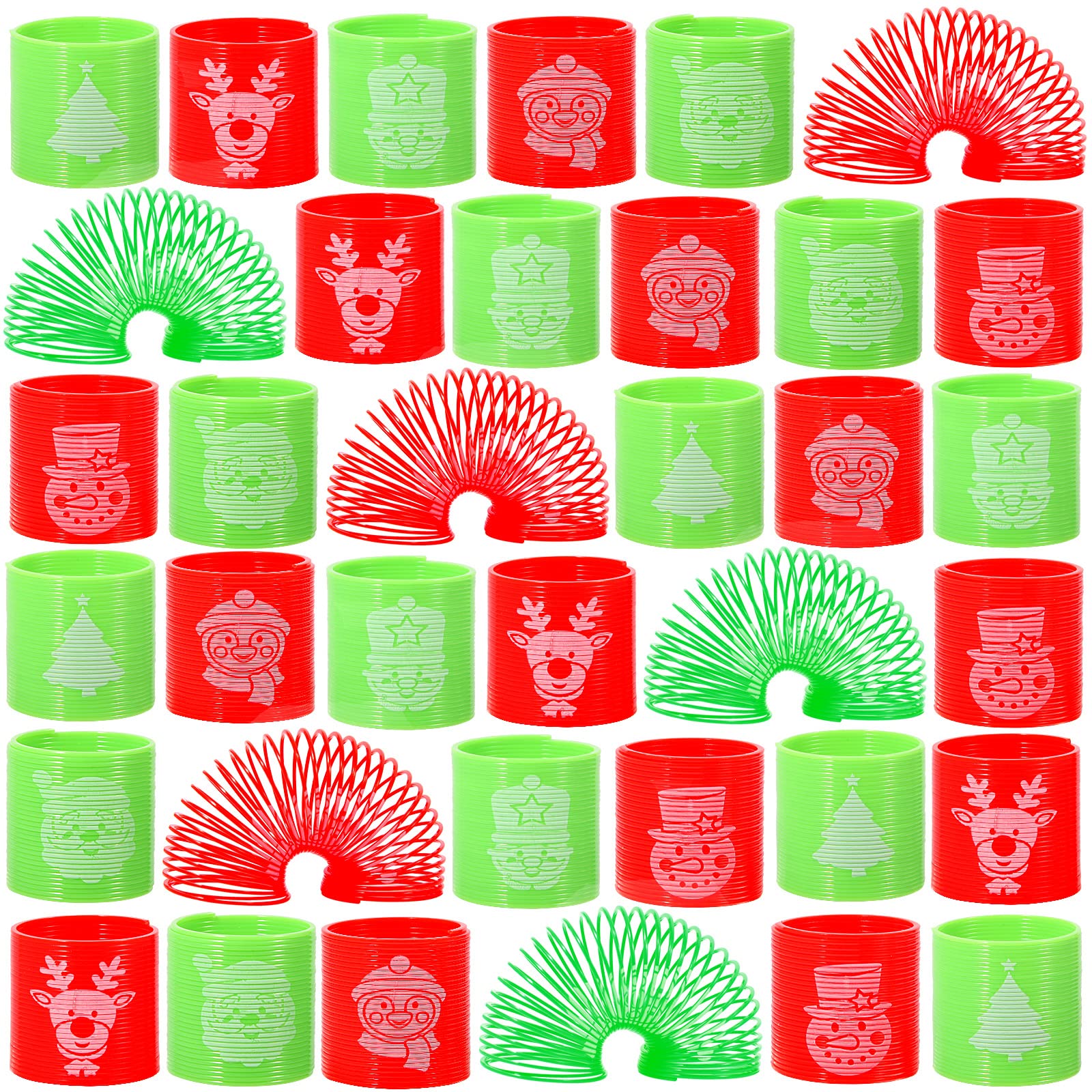 Mchochy 36PCS Christmas Coil Springs for Kids - Assorted Christmas Theme Pattern and Colors Magic Spring Toys, Christmas Party Favors, Christmas Stocking Stuffers for Kids Boys Girls