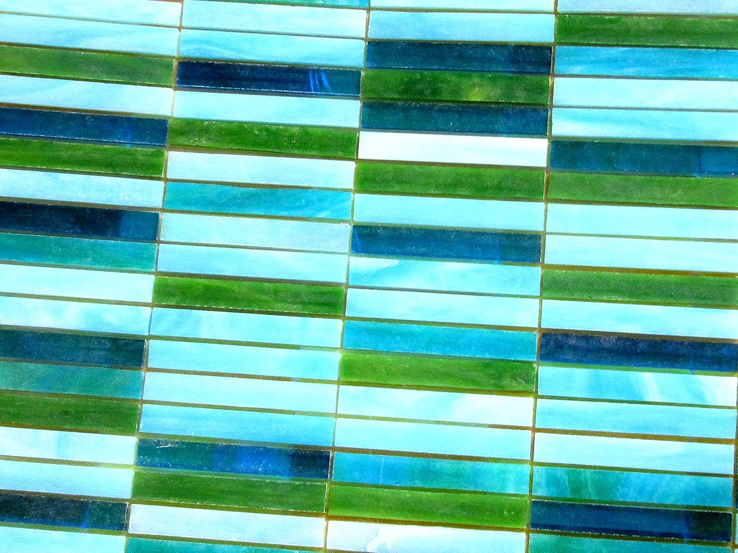 20 Blue, Turquoise, and Green Tiffany Glass Mosaic Tiles