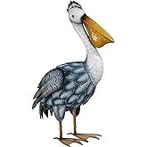 TERESA'S COLLECTIONS Pelican Outdoor Statues Garden Decor for Outside,11" Blue Coastal Ocean Bird Garden Statues &amp; Sculptures for Yard Decor,Metal Yard Art for Lawn Patio,Pool,Backyard,Gifts for Mom