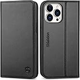 SHIELDON Case for iPhone 14 Pro Max 5G 6.7", Genuine Leather Wallet Case Flip Cover RFID Blocking Card Slots Magnetic Closure Case Compatible with iPhone 14 Pro Max 2022 - Black