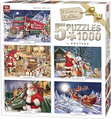 King 5219 De Noel 5 En 1 Puzzles 5 X Puzzle 1000 Pieces 68 X 49 Cm Posters Inclus Amazon Fr Jeux Et Jouets