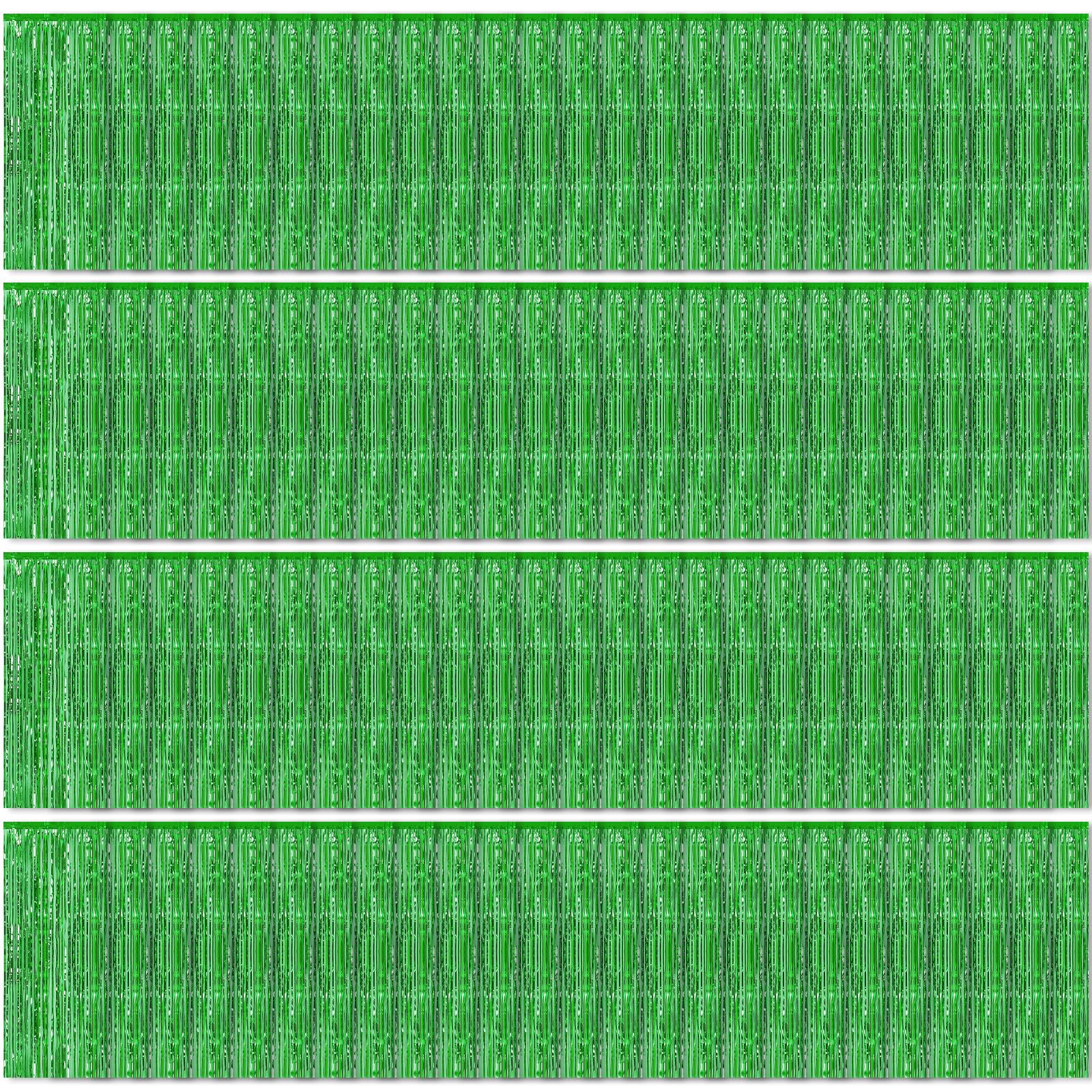 Photo 1 of 100 Pack Green Foil Fringe Backdrop Curtains 3.2ft x 8.2ft Tinsel Foil Fringe Curtains for Birthday Party Decorations Photo Booth Backdrop for Halloween Christmas New Year Holiday Decorations