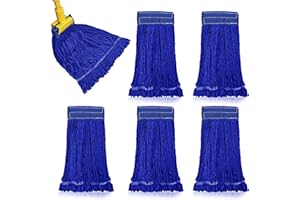 KLEEN HANDLER Blended Loop End Heavy Duty Mop Head Replacement, Wet Mop Refills for Industrial and Commercial Use, Dark Blue, 32 Oz (6-Pack)