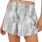 HOCANDY Womens Camo Sweat Shorts Maple Leaf Print Drawstring Elastic High Waist Lounge Camouflage Workout Shorts with Pockets