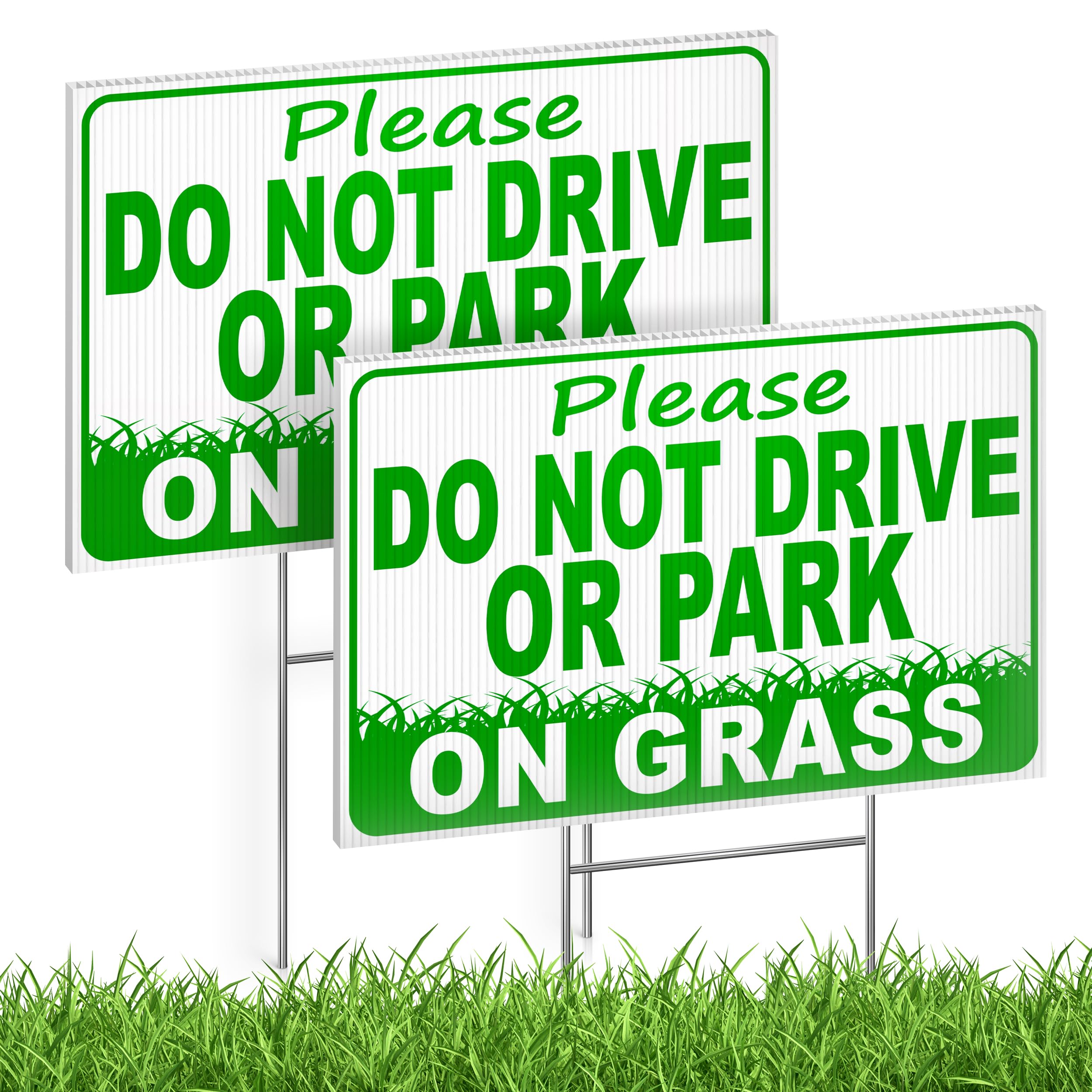 2PC Please Do Not Drive or Park Sign - 8x12 inches DS Coroplast No Parking on Grass Sign