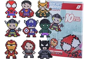 Kids Crafts Gem Art Hero Sticker Kit - Diamond Painting by Numbers with Rhinestones Fun & Easy - includes 9 Super Hero Sticke