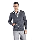Cashmere Boutique: Men's100% Pure Cashmere Button Front Long Sleeve Cardigan Sweater with PocketsColor: Charcoal Gray, Size: Large