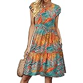 WIHOLL Summer Dresses for Women 2026 Cap Sleeve Casual Sundresses Floral Tiered Swing Fashion Beach Vacation Dress