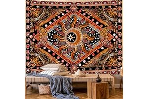 Lunerfex Hippie Sun and Moon Tapestry Bohemian Celestial Tapestry Aesthetic Tapestries for Bedroom and Living Room Decor Sun and Moon 44×60 Inches