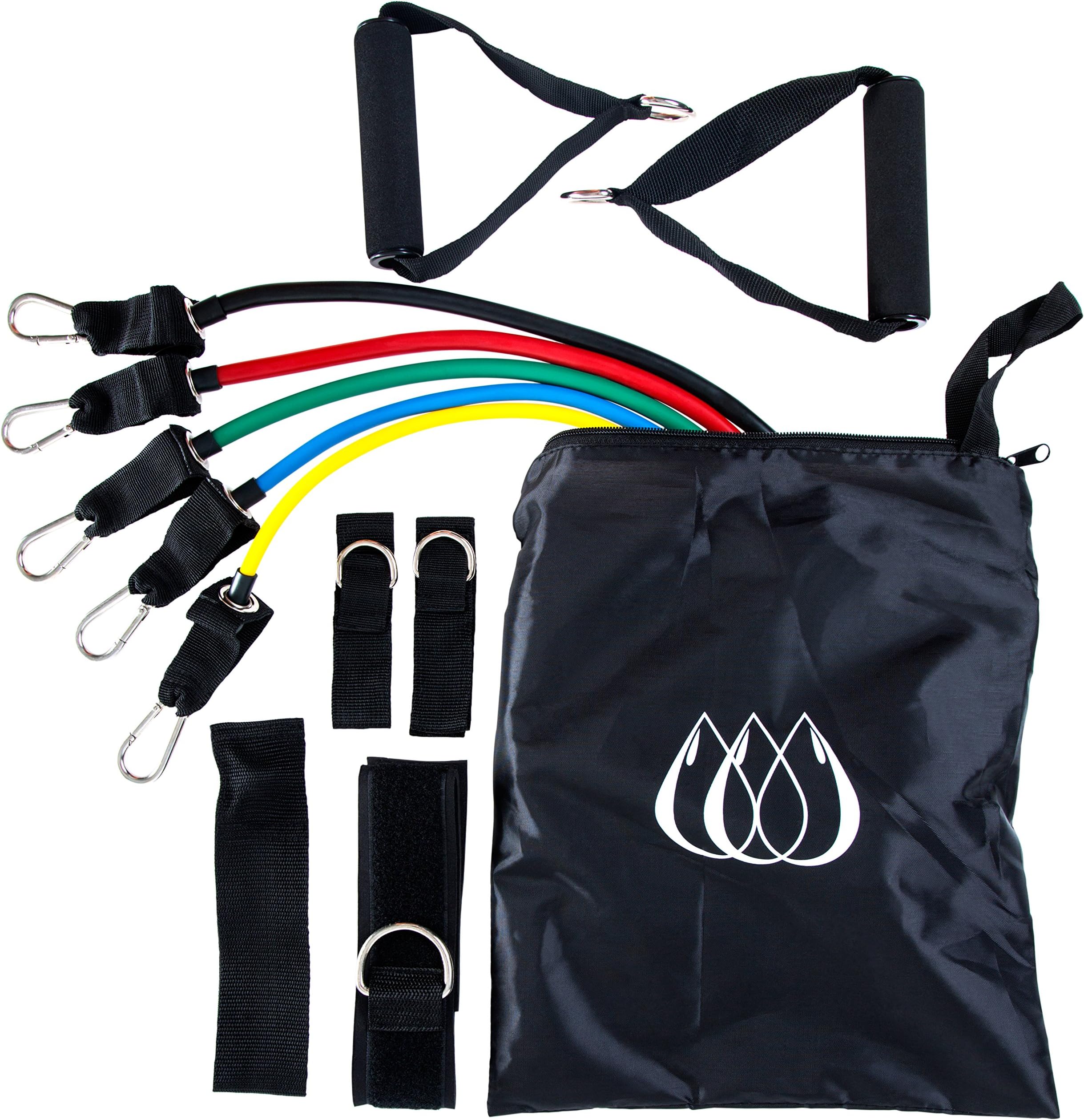 TeamSoda Resistance Band Kit - 11 Piece Set with 5 Bands and Carry Case - Train Anywhere
