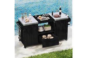 66.5" Outdoor Kitchen Island Grill Cart for Large Big Green Egg & Kamado Joe,Rolling Grill cart with Storage,Stainless Steel 