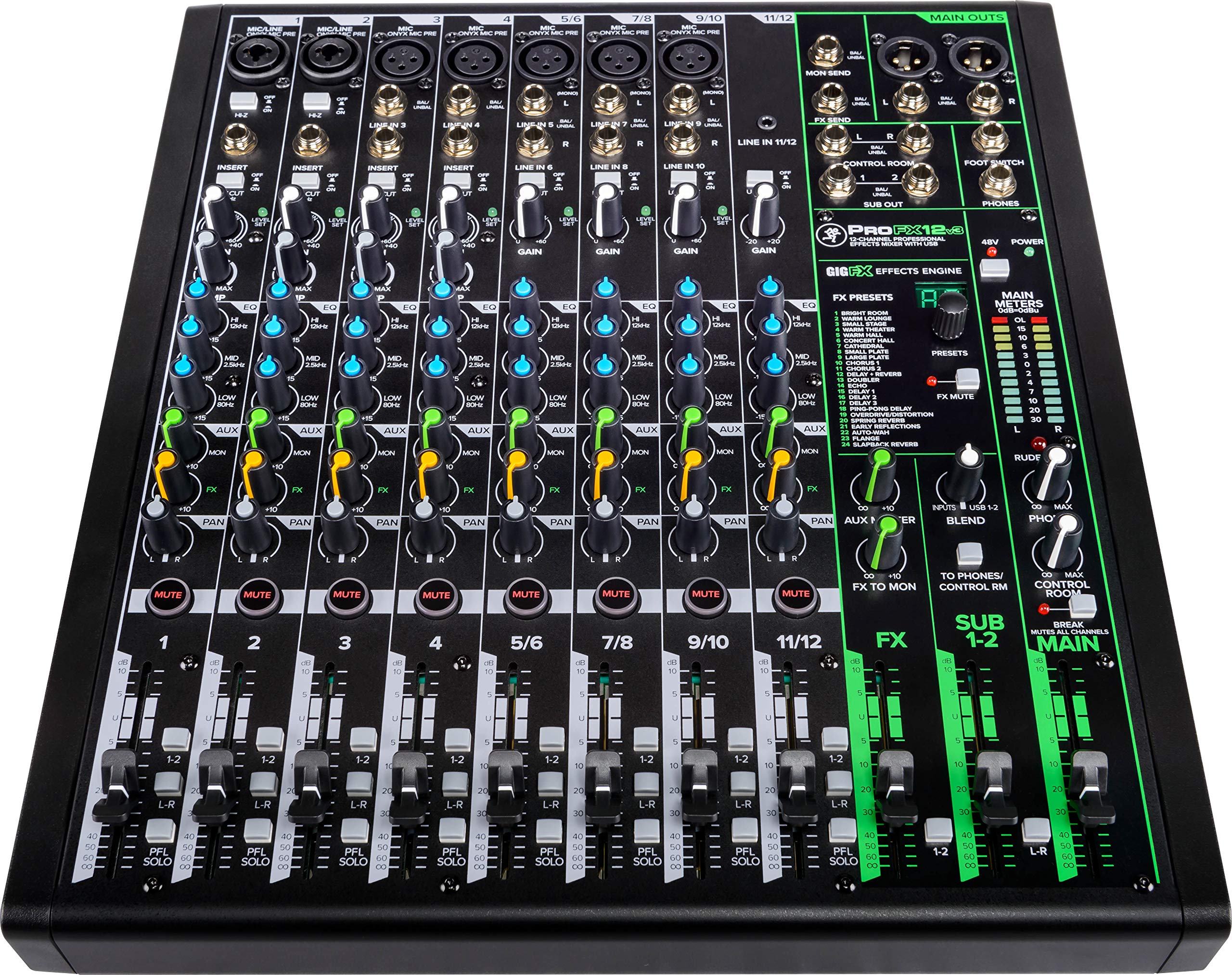 Mackie ProFXv3 Series, 12Channel Professional Effects Mixer with USB, Onyx Mic Preamps and