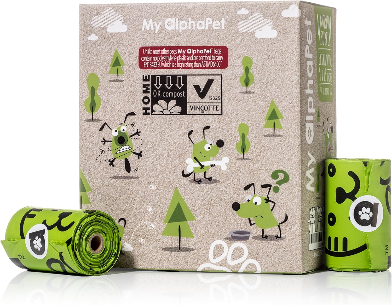 Compostable Dog Poop Bags, Cornstarch Eco-Friendly, Home Compost NF T 51-800, 120 Count, Large Size Bag 9x13 Inches - Image 3