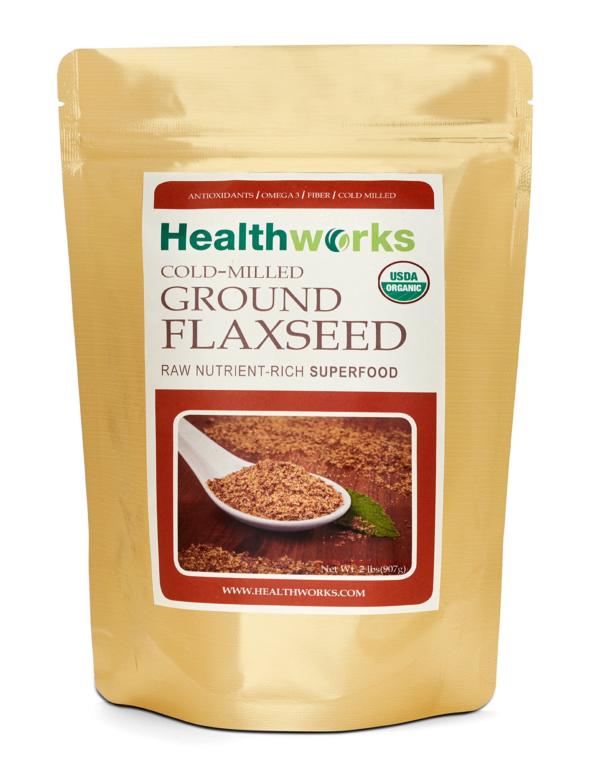 Healthworks Flaxseed ColdMilled Ground Raw Organic 2lb Free Shipping