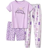 Topgal Little & Big Girls Cotton Knit Pajama 3-Piece Shorts Pants Summer PJ Set Size 4-14