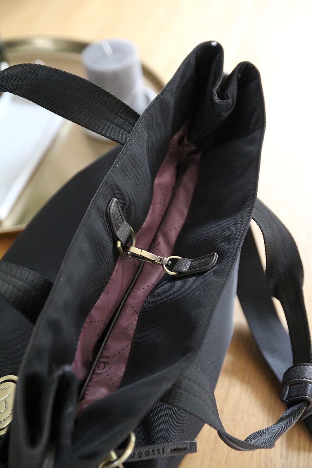BUGATTI Contratempo borsa RFID Nylon in finta pelle da donna colore nero  raffinata shopper Borse urban-earth.co.uk