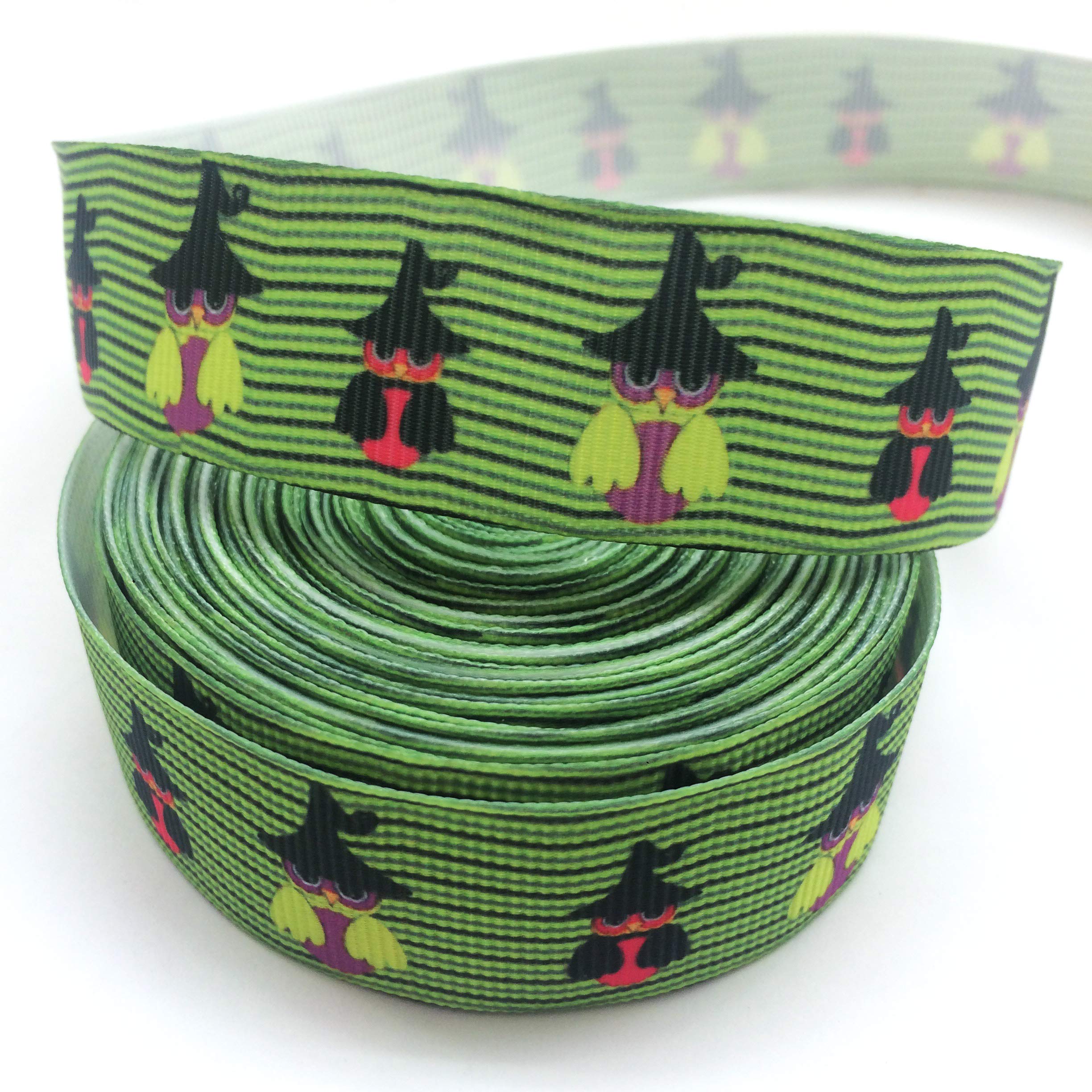 PEPPERLONELY 10 Yards 22mm (7/8 Inch) Halloween Witch Hat Printed Grosgrain Ribbon