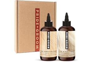 Pride and Groom The Sensitive One Box Set – Dog Shampoo & Conditioner with All Natural Blend of Essential Oils & Ingredients to Soothe, Nourish & Untangle for Long Lasting Shine & Manageability – 32oz