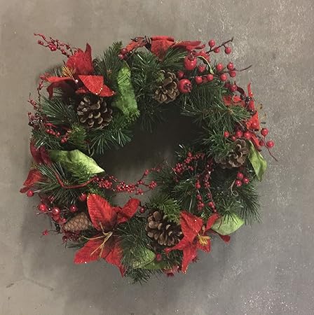 La Favola Incantata Corona Ghirlanda Fuoriporta Country Shabby Chic Vintage Cm 45 Floreale Decorativo Artigianale Natale Natalizia Decorato A Mano