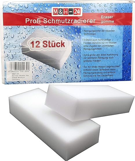 M H 24 Schmutzradierer Schwamm Fur Wand Tapete Schuhe Fussboden Radierschwamm Wunderschwamm Zauberschwamm Reinigungsschwamm Gross 120 X 50 X 25 Mm Weiss 12 Stuck Amazon De Kuche Haushalt