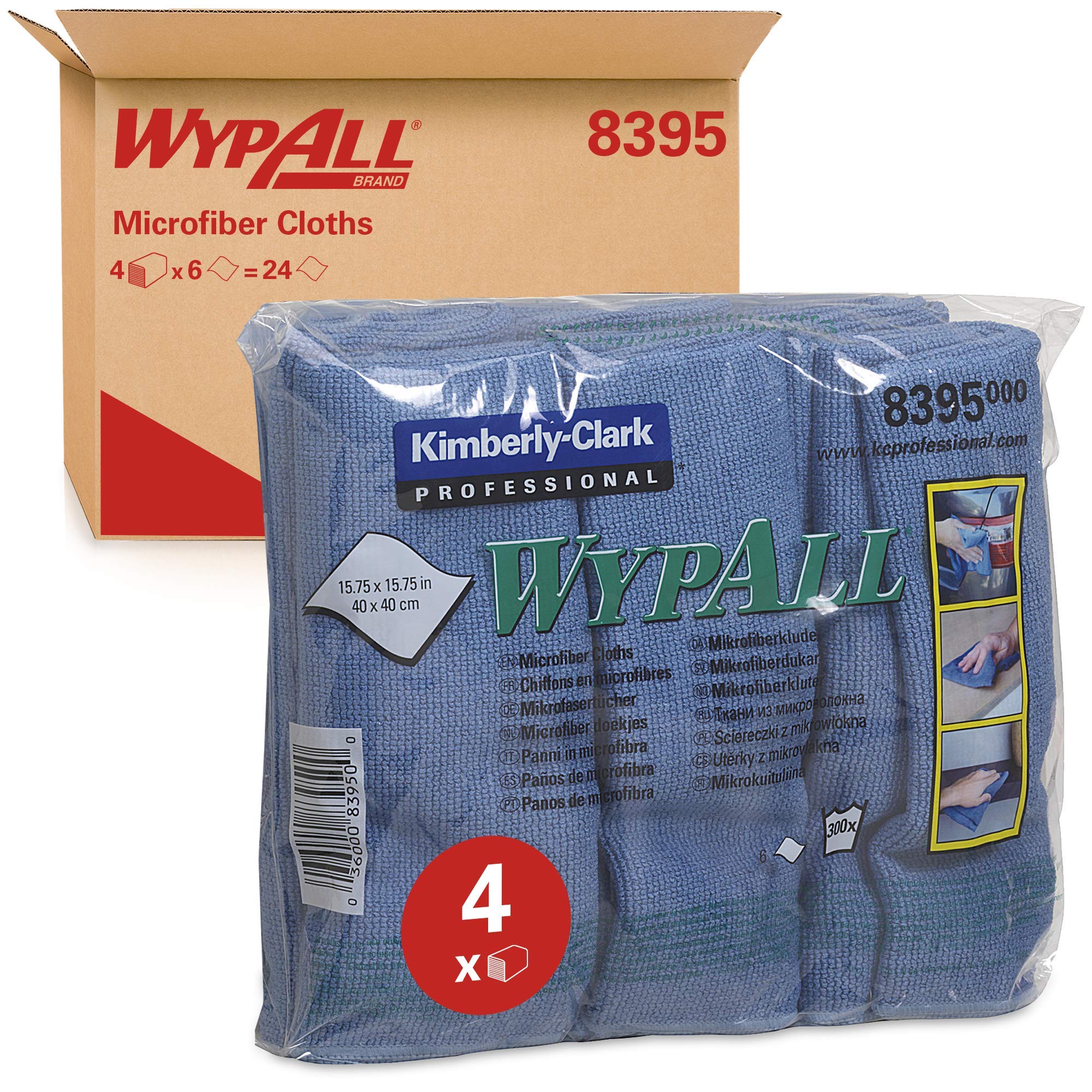 WypAll Microfibre Cloths 8395-1 Carry Pack x 6 Cloths, Blue
