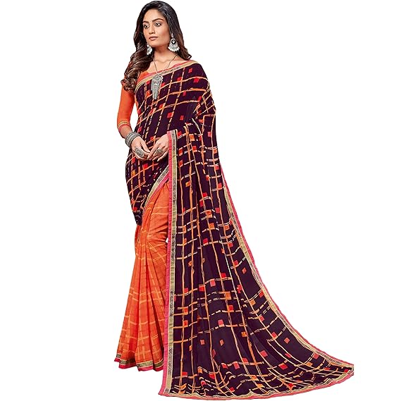 Shaily Poly Georgette Printed Saree[S_STREE7141SR08_Red]