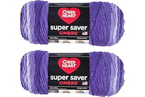 Red Heart Super Saver Jumbo Violet Ombre Yarn - 2 Pack of 283g/10oz - Acrylic - #4 Medium (Worsted) - 482 Yards - Knitting/Crochet