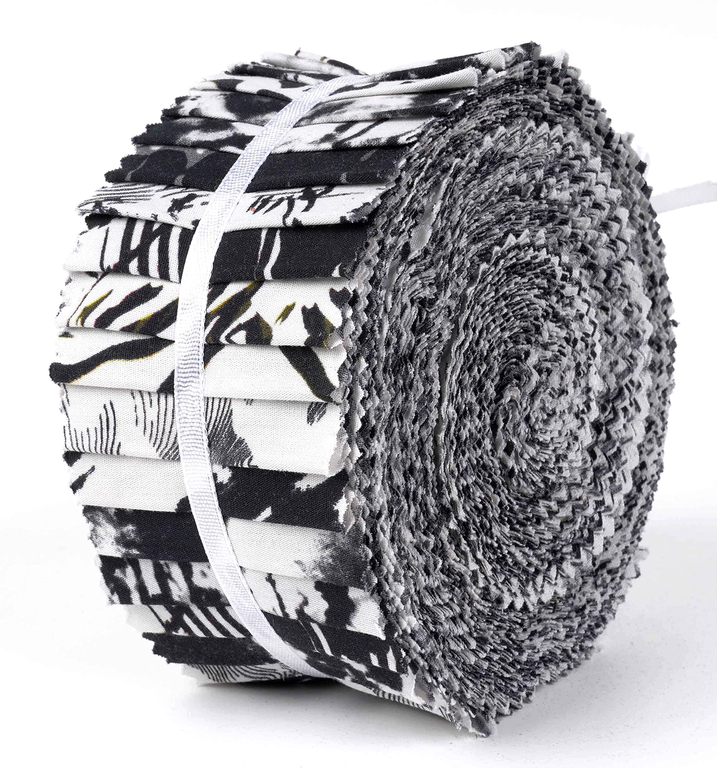 Soimoi 40Pcs Tie Dye Print Cotton Precut Fabrics for Quilting Craft Strips 2.5x42inches Jelly Roll - Black