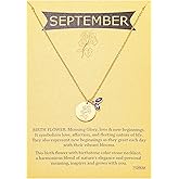 TGOLM 14k Gold Plated Birth Month Flower Birthstone Pendant Necklace, Floral Charm Necklace for Women Birthday Gift