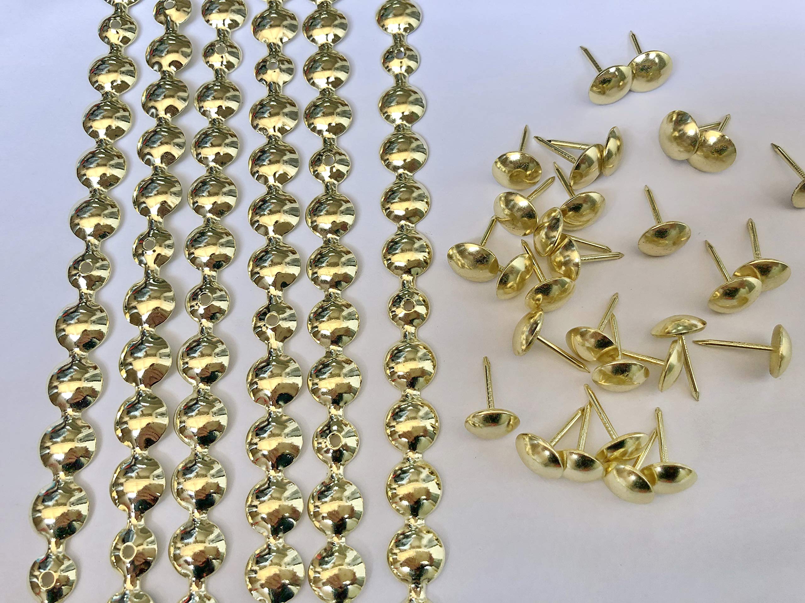 decotacks® Upholstery Nails/Tacks Trim, 10 Pcs of 1.1 Yards Long Strips,can Cover 11 Yards (Brass (Gold Like), 3/8in(9.5MM)) DX0595BS-S1M