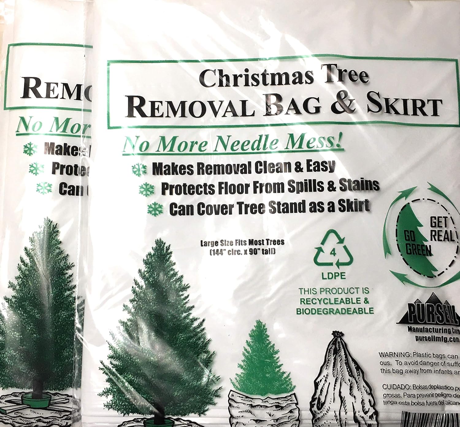 Holiday Décor Storage - Pursell Christmas Tree Disposal and Storage Bag - Fits Trees to 9-Feet 5-Inches (Standard Version) - Pack of 2