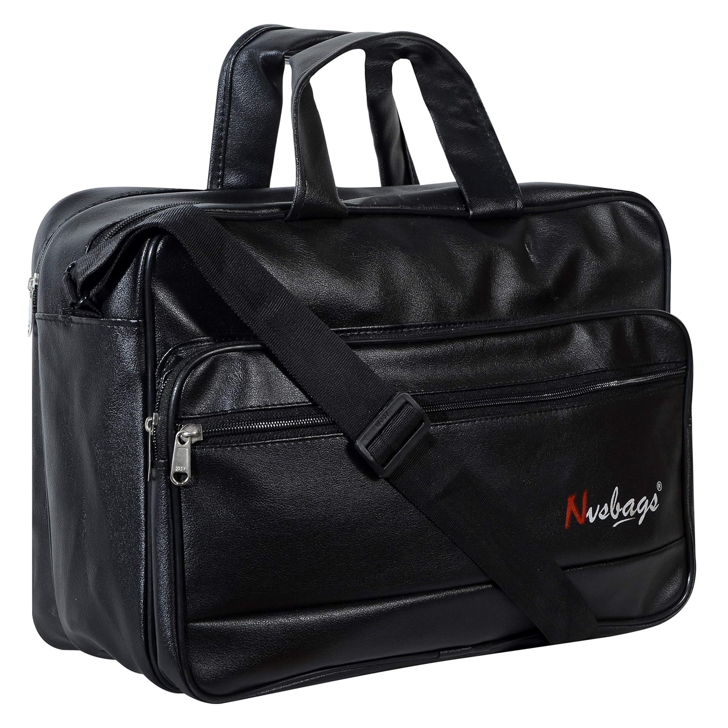 NVS Artificial Leatherette Office Bags 18 INCH Black for Men, Office ...